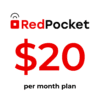 Red Pocket Mobile $20 Unlimited Talk & Text 5GB 5G Data Plan AT&T Network Red Pocket Mobile $20 per month plan