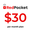 Red Pocket Mobile $30 Unlimited Talk & Text 20GB 5G Data Plan AT&T Network Red Pocket Mobile $30 per month plan